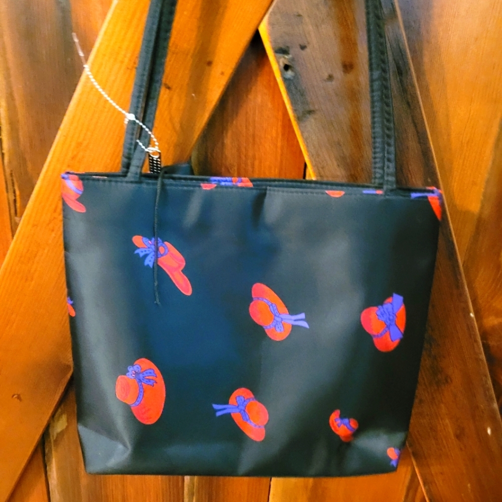Red Hat Society Black red & purple tote purse with Change Purse and zipper close